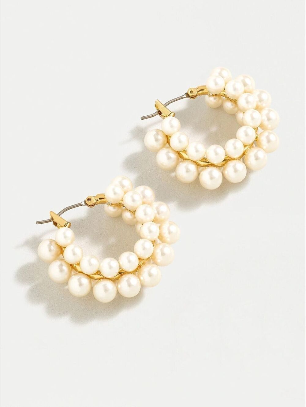 J.Crew Layered Mini Pearl Hoop Earrings